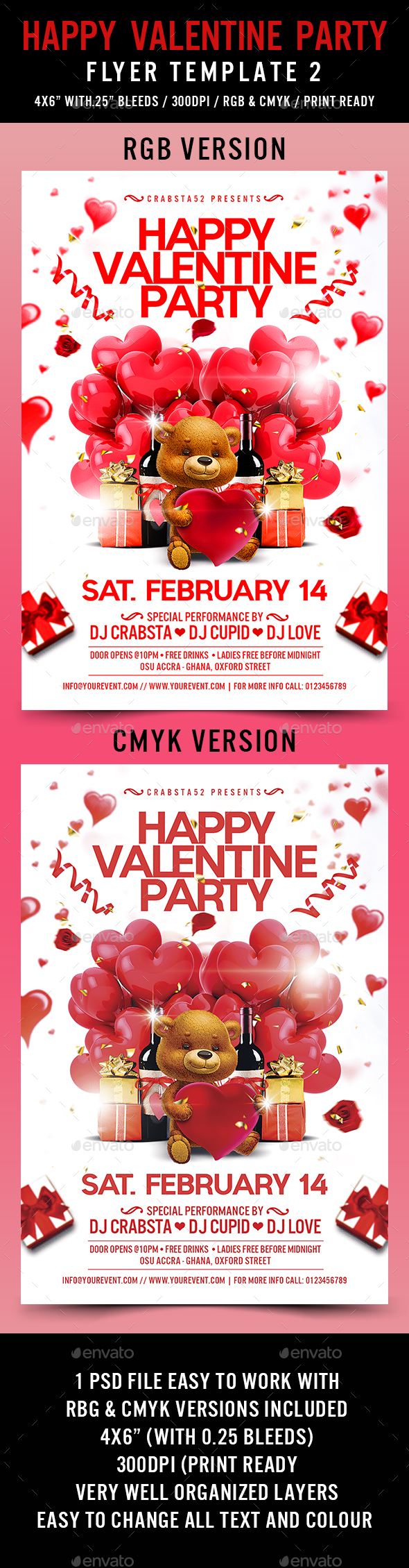 Happy Valentine Party Flyer Template 2 - Flyers Print Templates