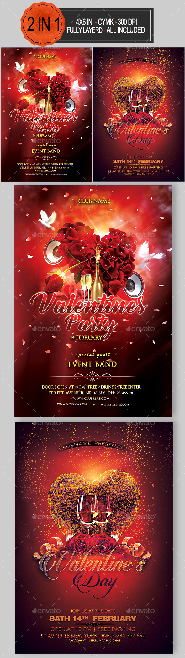 Valentines Day Flyer Bundle - Clubs & Parties Events