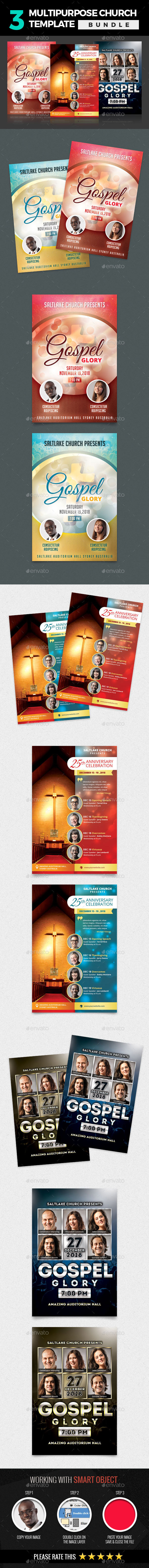 3 In 1 Multipurpose Church Template Bundle - Church Flyers
