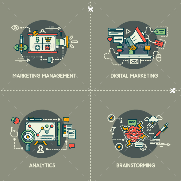 Marketing Management, Digital Marketing, Analytics, Brainstorming - Concepts Business