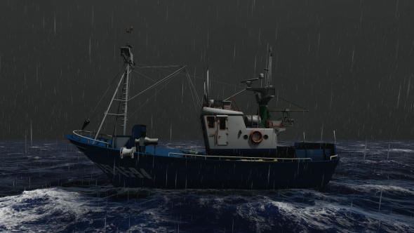Fishing Ship in Bad Weather