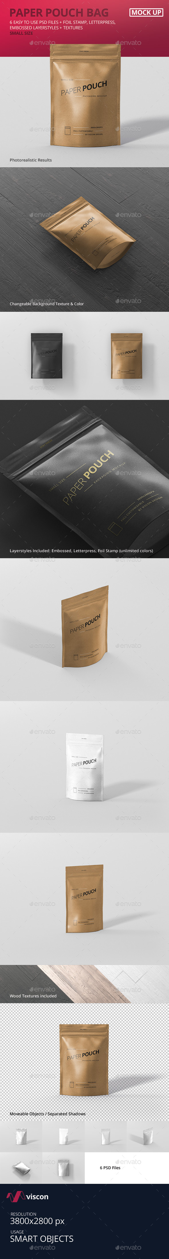 Paper Pouch Bag Mockup Small Size - Food and Drink Packaging