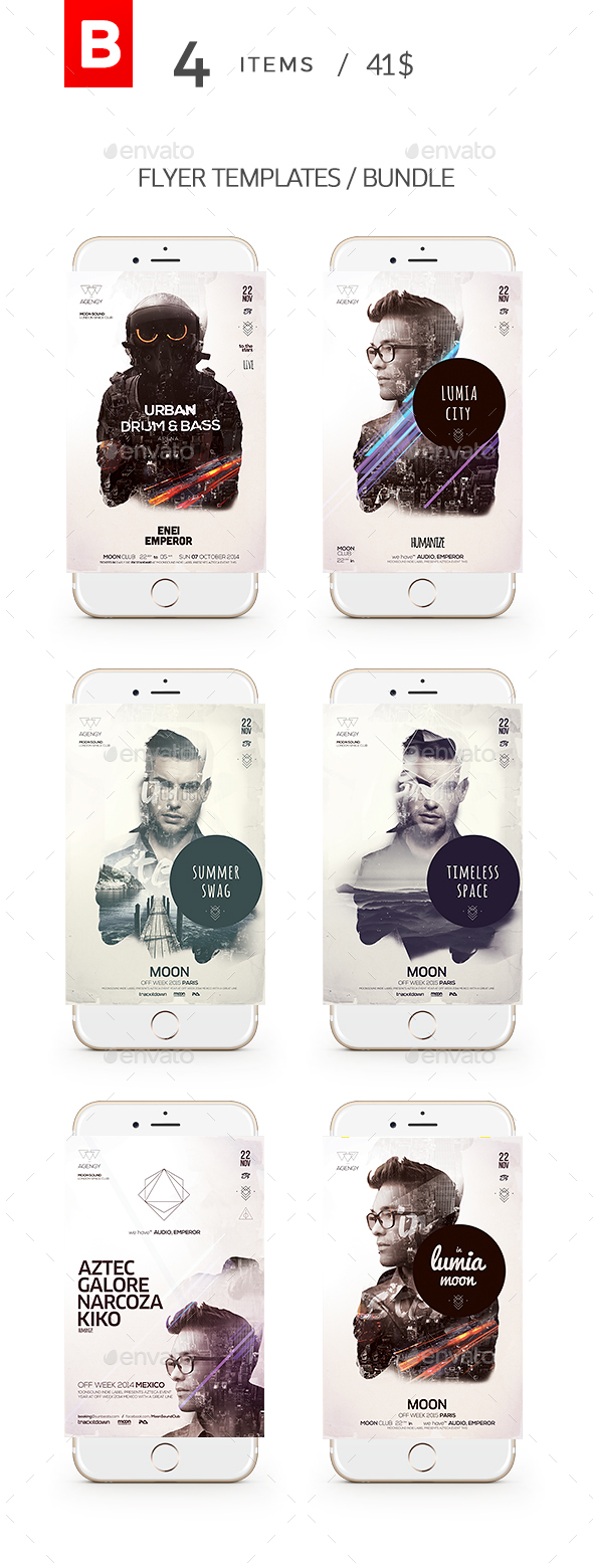 Double Exposure Flyer Bundle - Clubs & Parties Events