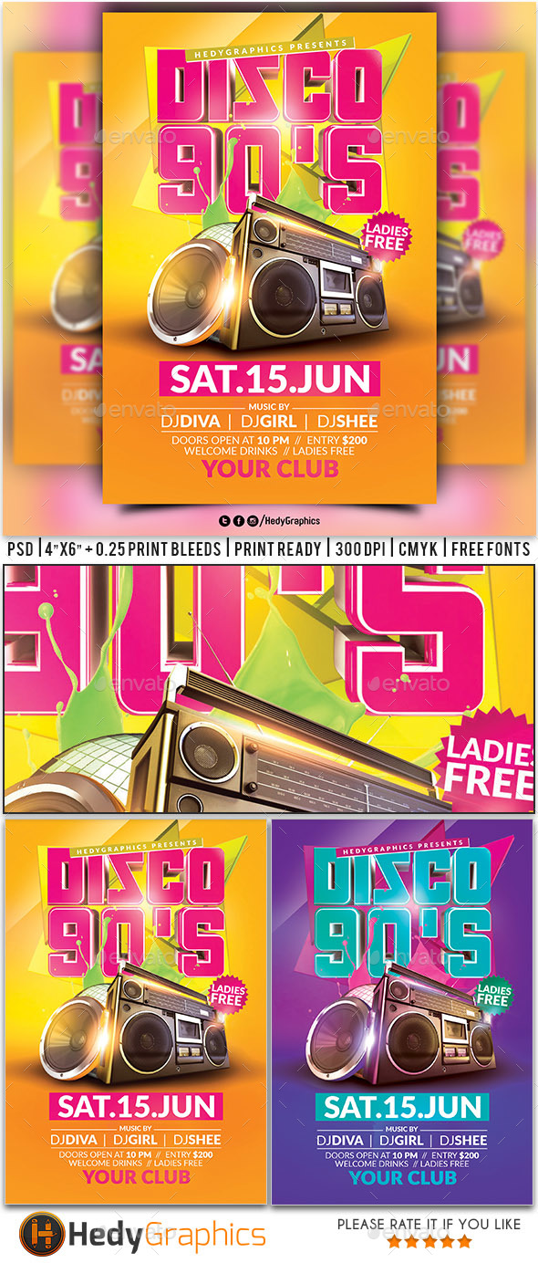 Disco 90's Flyer - Clubs & Parties Events