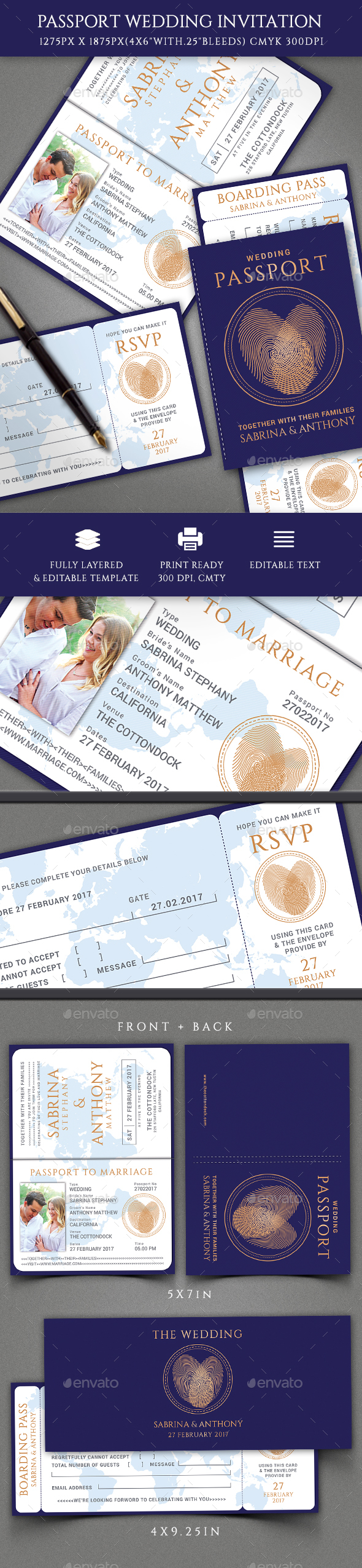 Passport Wedding Invitation - Invitations Cards & Invites