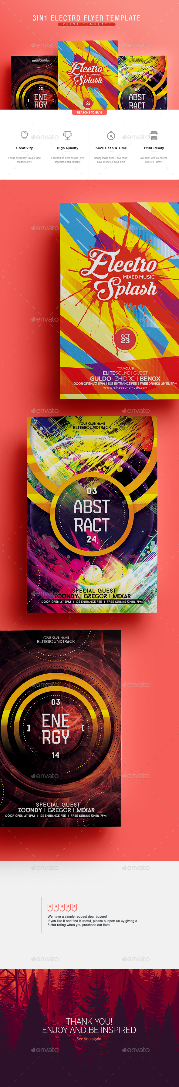3 in 1 - Electro Flyer V.6 Bundle - Clubs & Parties Events