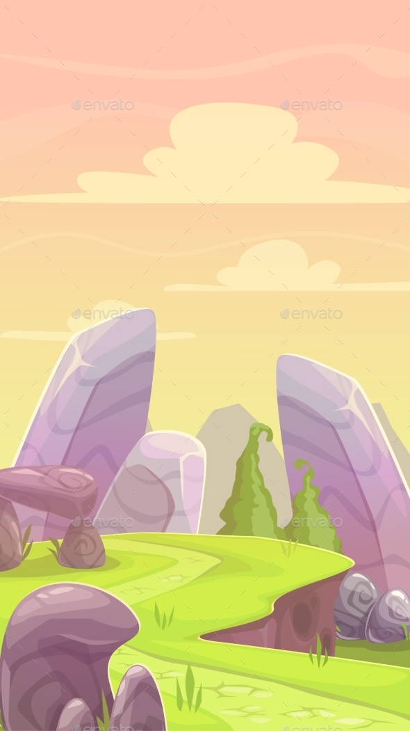 Cartoon Fantasy Vertical Landscape - Backgrounds Game Assets