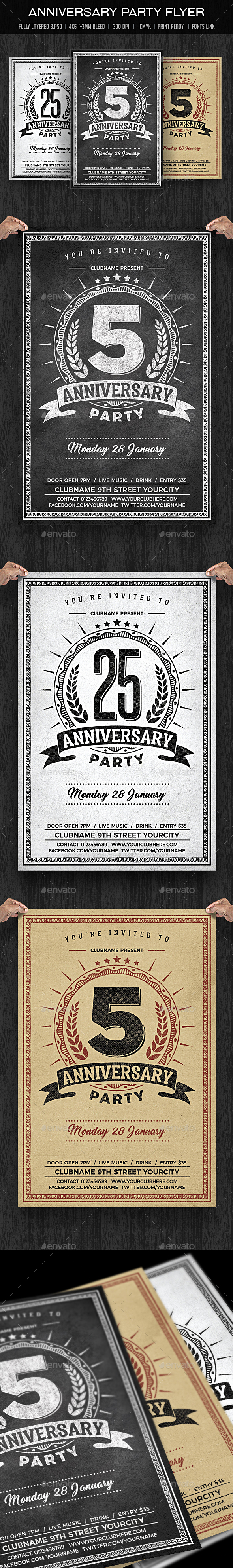 Anniversary Party Chalk Flyer - Clubs & Parties Events