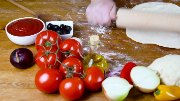 Prepearing Dough for Homemade Pizza