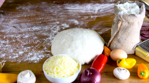 Prepearing Dough for Homemade Pizza