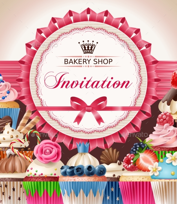 Poster of Confectionery Bakery with Cupcakes - Birthdays Seasons/Holidays