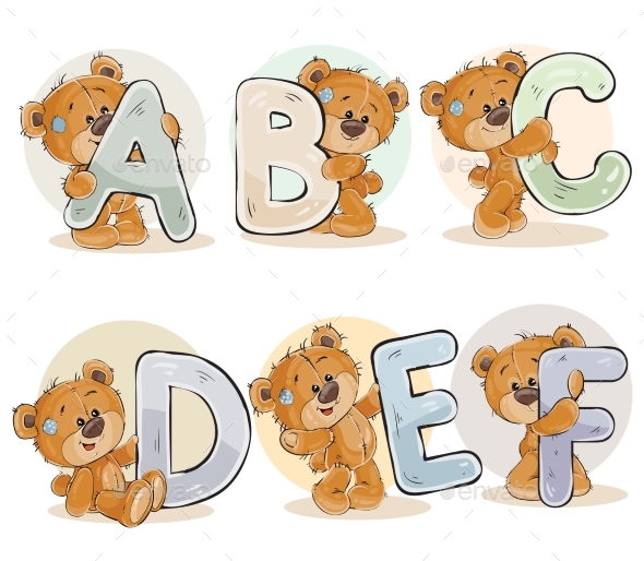 Letters of the English Alphabet with Teddy Bears - Animals Characters