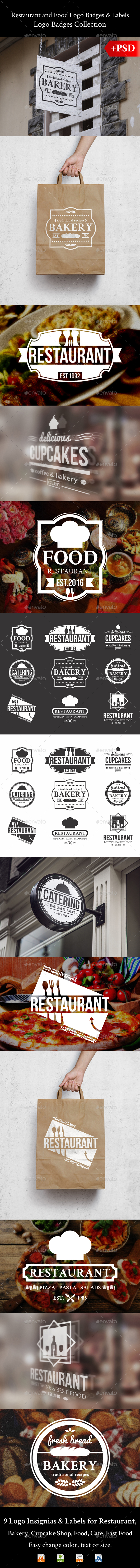 Restaurant and Food Logo Badges & Labels - Badges & Stickers Web Elements
