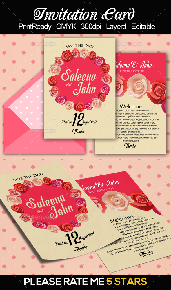 Wedding Invitation Card Template - Cards & Invites Print Templates