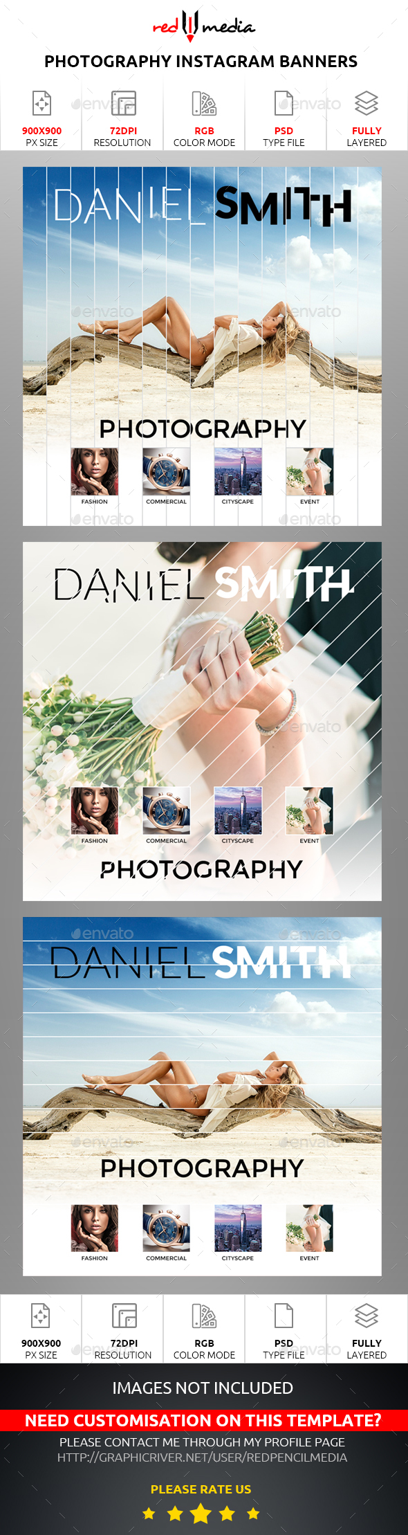 Photography Instagram Banners - Banners & Ads Web Elements