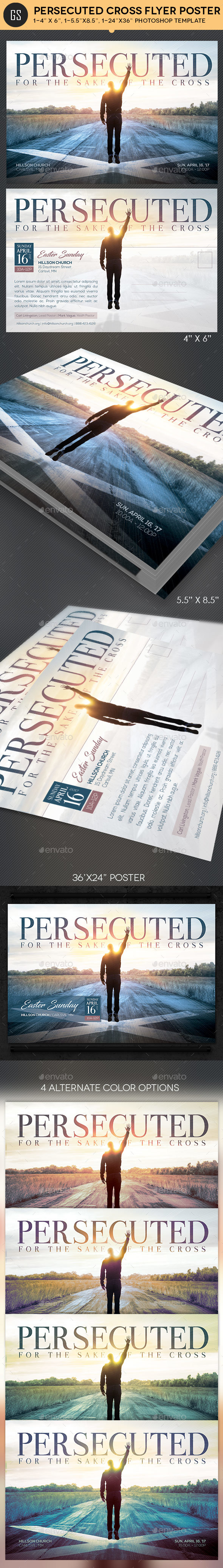 Persecuted Cross Flyer Poster Template - Church Flyers