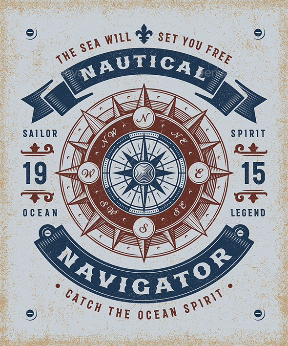 Vintage Nautical Navigator Typography - Decorative Symbols Decorative