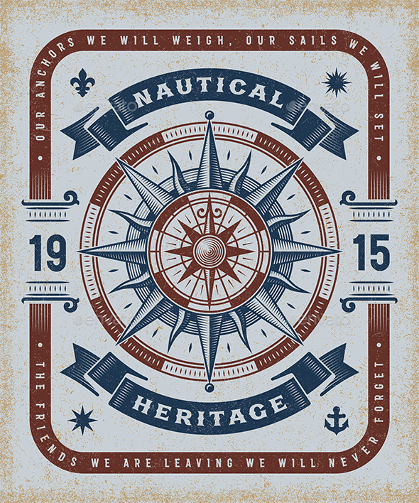 Vintage Nautical Heritage Typography - Decorative Symbols Decorative