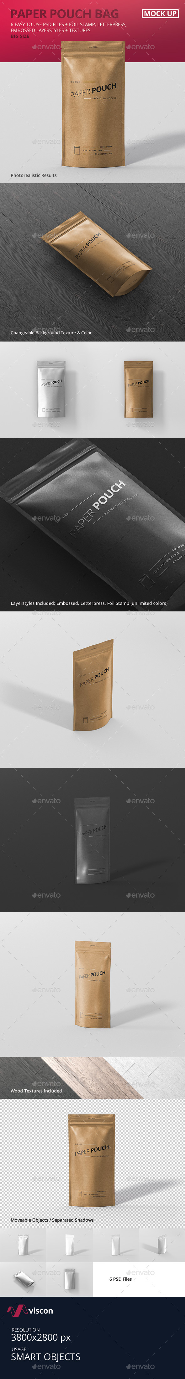Paper Pouch Bag Mockup Big Size - Food and Drink Packaging