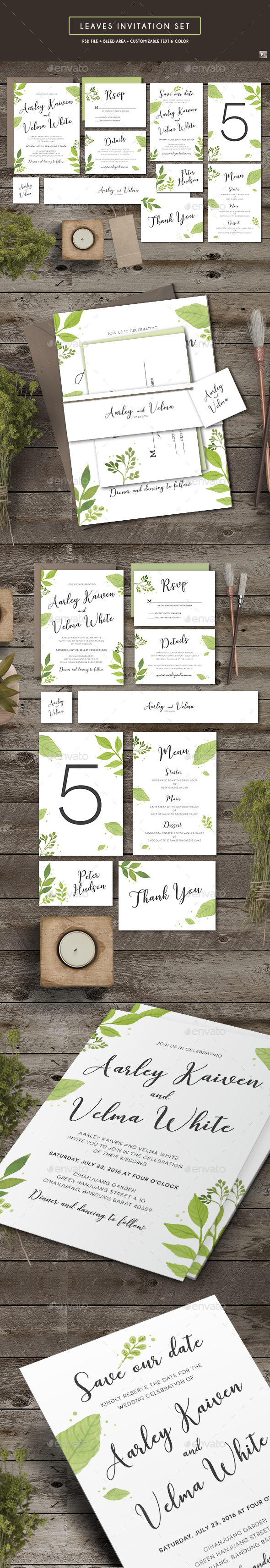 Leaves Invitation Set - Weddings Cards & Invites