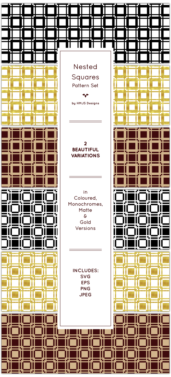 Nested Squares Pattern Set - Textures / Fills / Patterns Illustrator