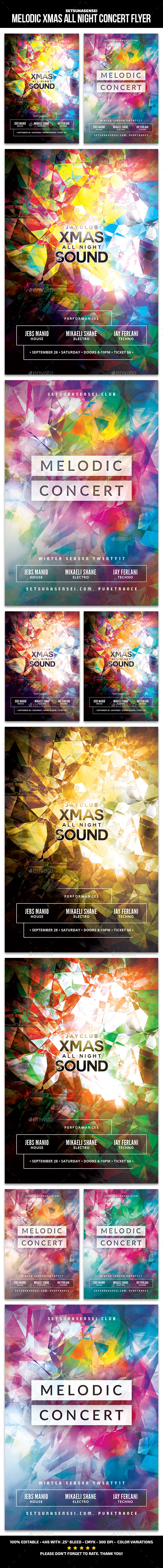 Melodic Xmas All Night Concert Flyer - Clubs & Parties Events