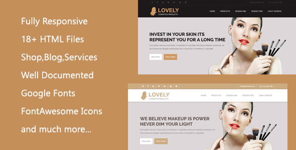 Exceptional Lovely Cosmetics Responsive HTML Template