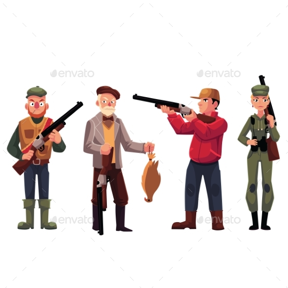 Male and Female Hunters - People Characters