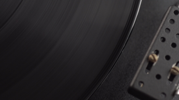 Old Vinyl Turntable Playing Music