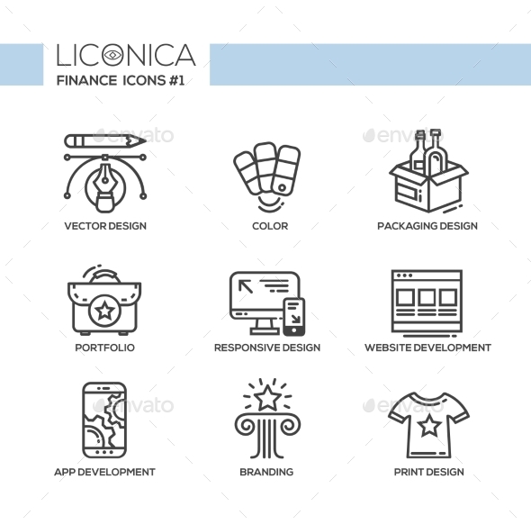 Designing - Thin Line Design Icons, Pictograms - Miscellaneous Icons