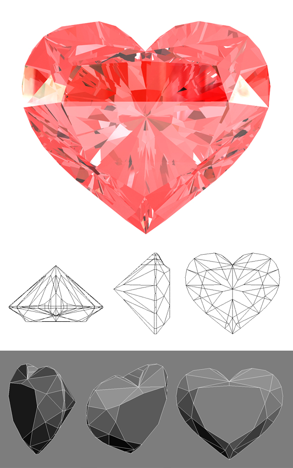 Red Heart Gemstone - 3Docean 19400392