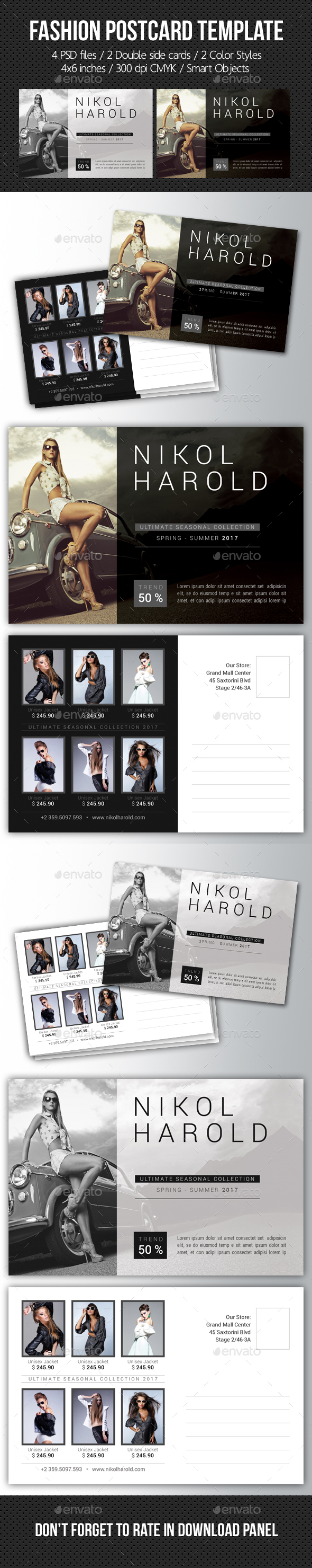 Fashion Postcard Template - Cards & Invites Print Templates