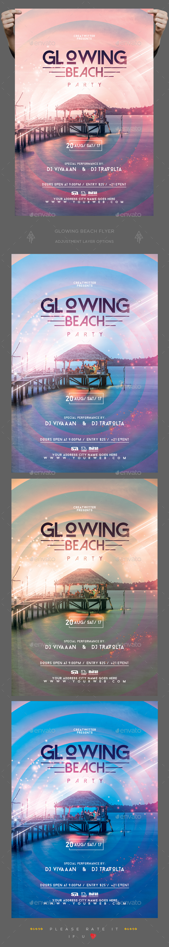 Glowing Beach Flyer - Clubs & Parties Events