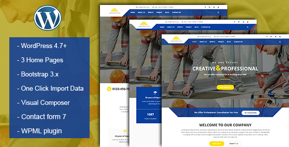 Construction & Building Business WordPress Theme - Corporate WordPress