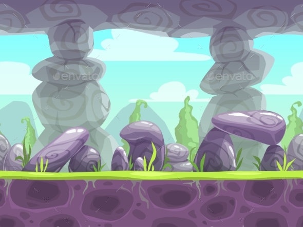 Cartoon Fantasy Seamless Landscape - Landscapes Nature
