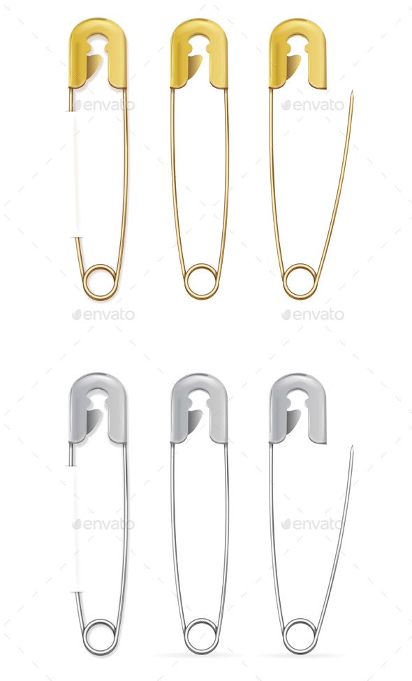 Safety Pin Set. Vector - Objects Vectors