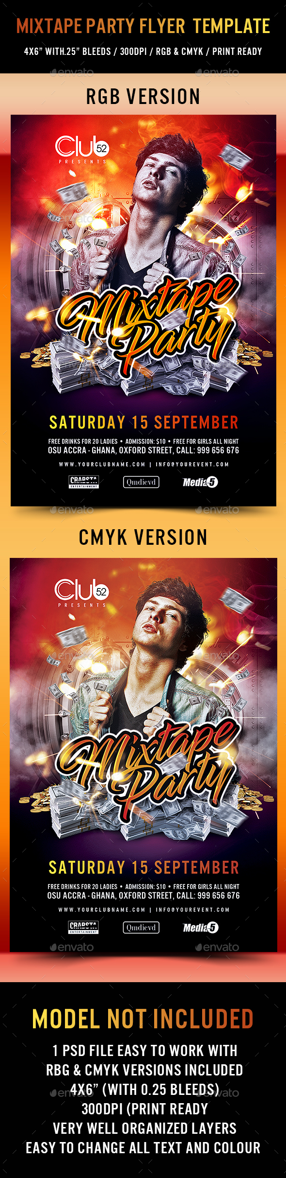Mixtape Party Flyer Template - Clubs & Parties Events