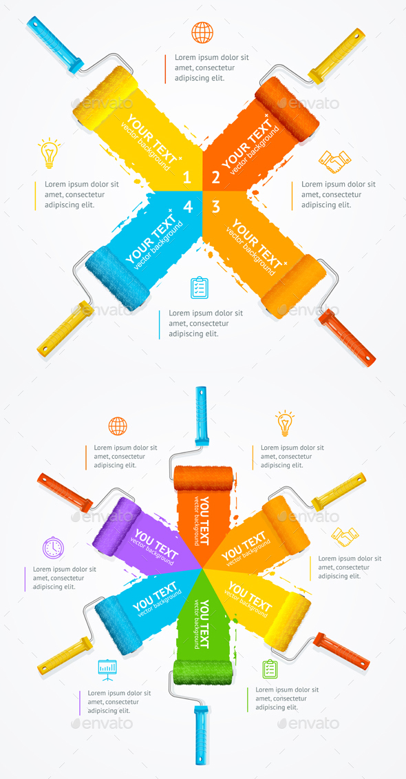 Roller Brush Infographic Menu. Vector - Business Conceptual