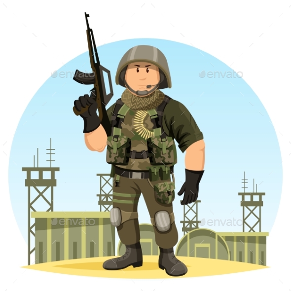 Soldier in American Uniform at War Base or Camp - Weddings Seasons/Holidays
