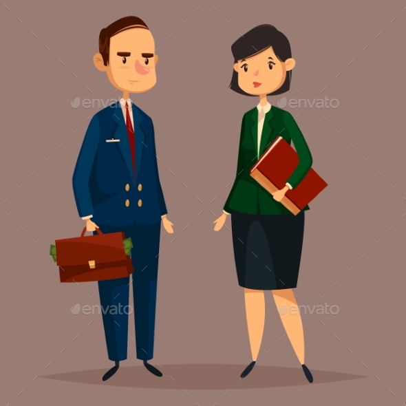 Bank Worker in Suit and Banker Woman with Papers - Concepts Business