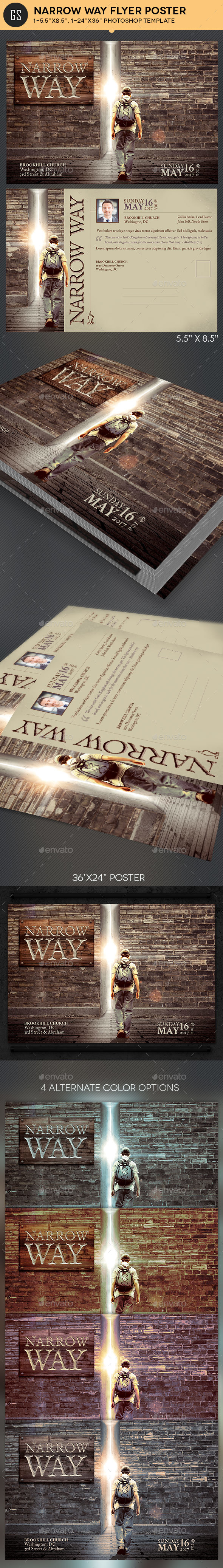 Narrow Way Flyer Poster Template - Church Flyers