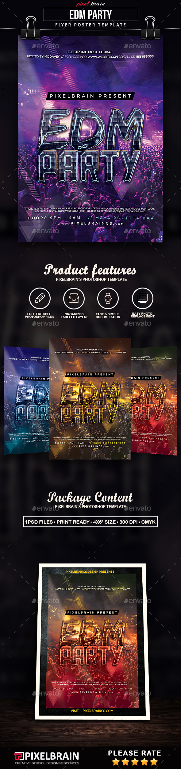 EDM Party Flyer Template - Clubs & Parties Events