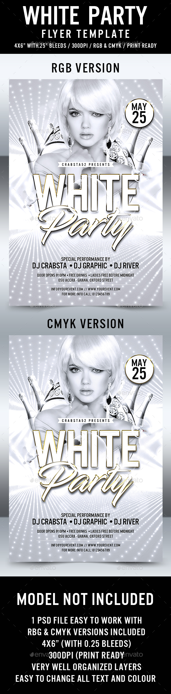 White Party Flyer Template - Flyers Print Templates
