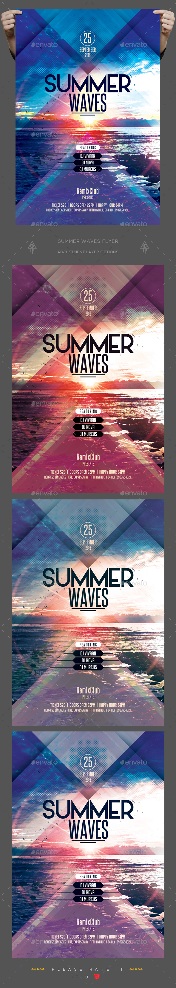 Summer Wave Flyer - Clubs & Parties Events