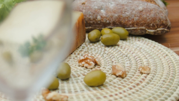 Still Life of Bread, Olives and Nuts, Tomme Cheese alt