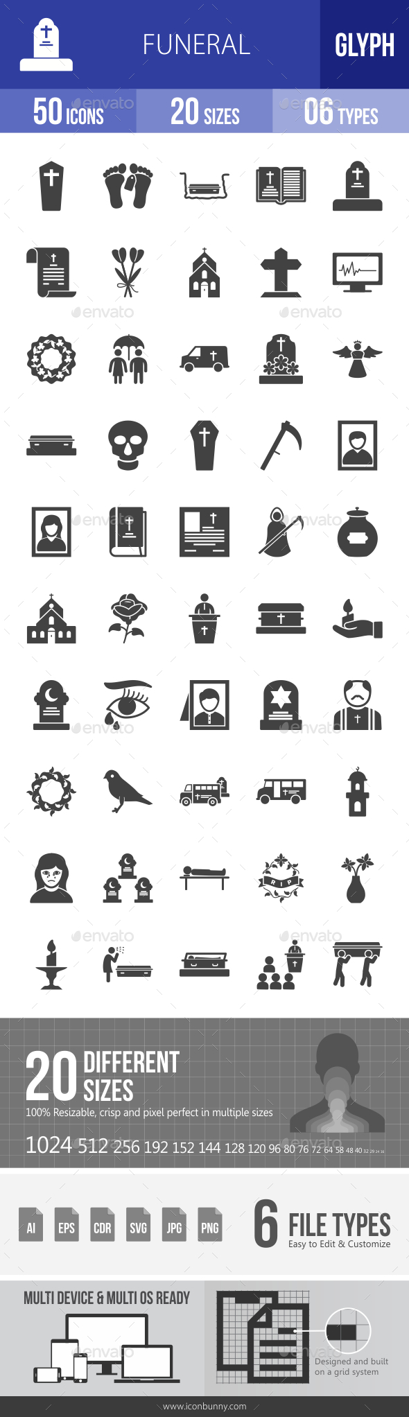 Funeral Glyph Icons - Icons