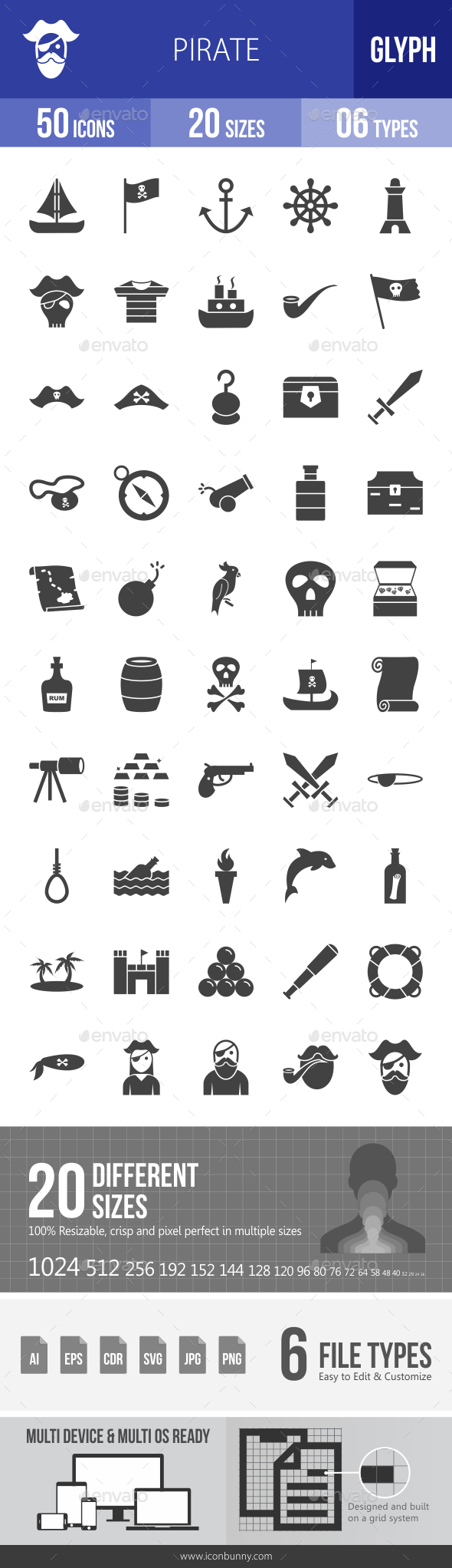 Pirate Glyph Icons - Icons