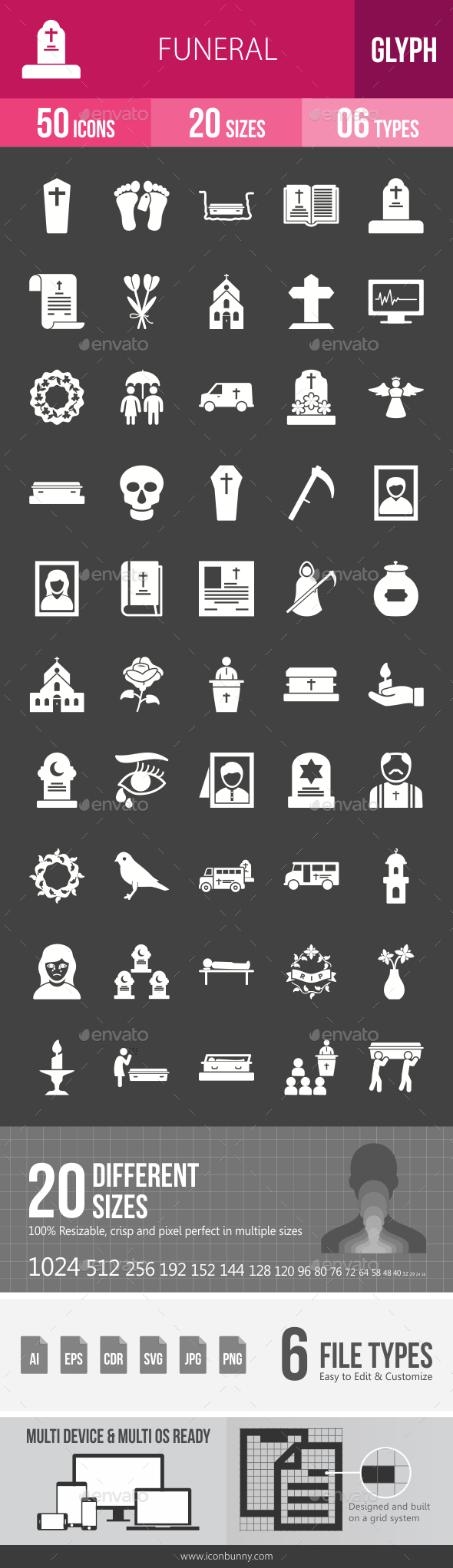 Funeral Glyph Inverted Icons - Icons