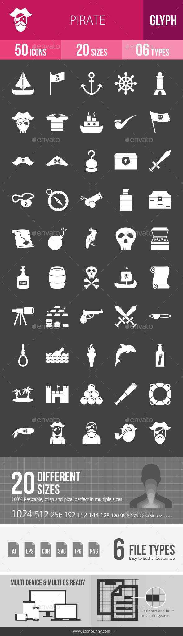 Pirate Glyph Inverted Icons - Icons