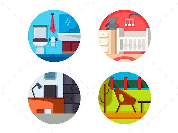 Furniture Icons of Set - Web Elements Vectors